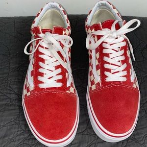 Vans Old Skool Red Checkered  Suede Sneakers